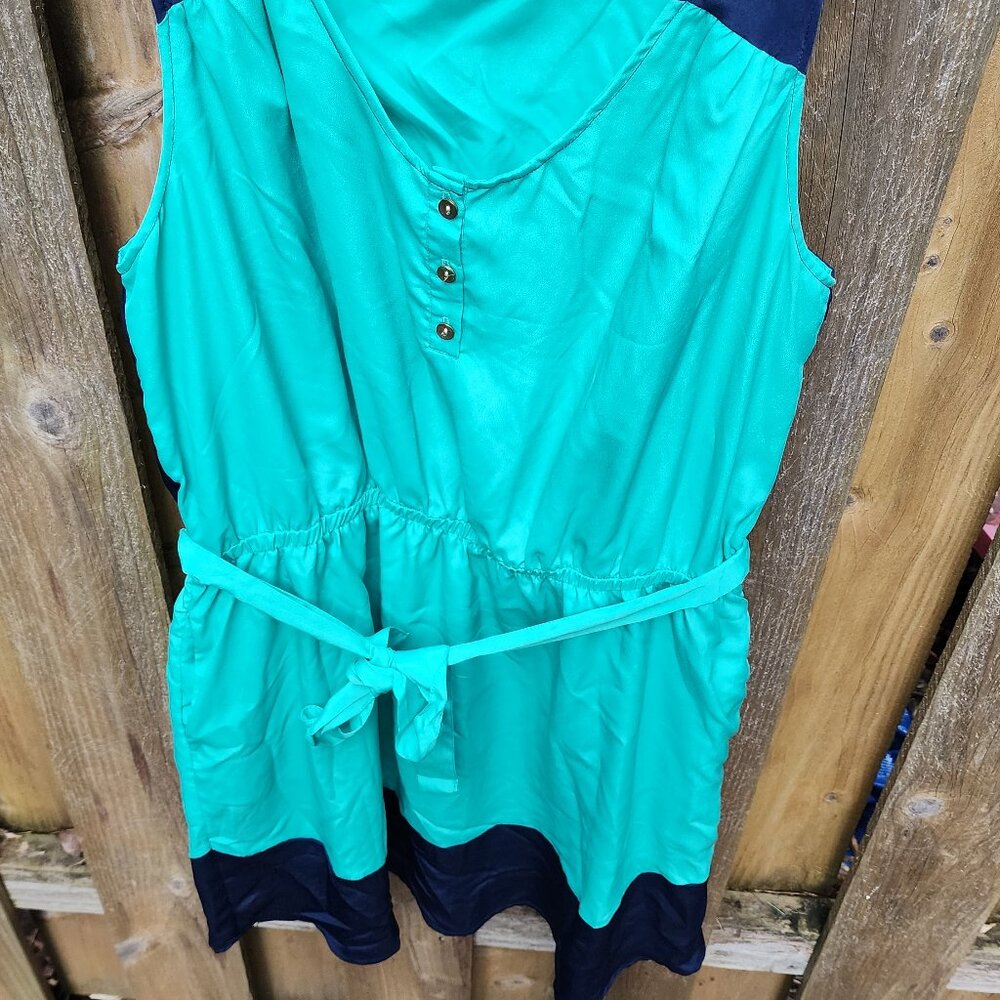 CLEARANCE - EUC Women's XL teal Merona shift colorblock dress - Picture 15 of 16